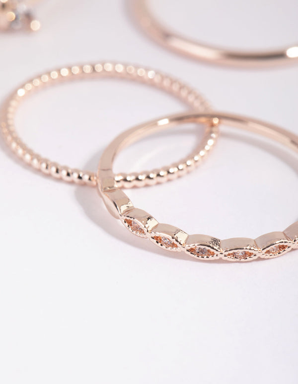 Rose Gold Cubic Zirconia Butterfly Ring Pack