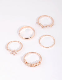 Rose Gold Cubic Zirconia Daisy Ring Pack - link has visual effect only
