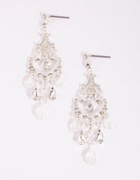 Silver Diamante Facet Bead and Diamante Drop Earrings - link has visual effect only