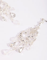 Silver Diamante Facet Bead and Diamante Drop Earrings - link has visual effect only