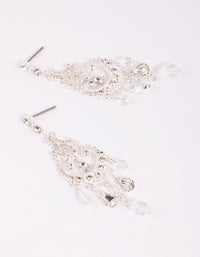 Silver Diamante Facet Bead and Diamante Drop Earrings - link has visual effect only