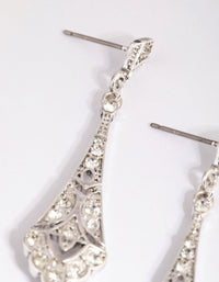 Antique Silver Diamante and Pearl Drop Earrings - link has visual effect only