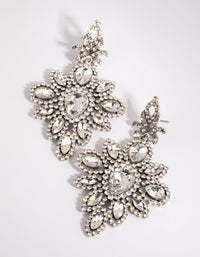 Silver Statement Diamante Drop Earrings - link has visual effect only
