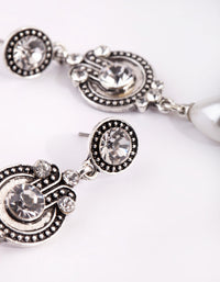 Silver Diamante and Pearl Drop Earrings - link has visual effect only