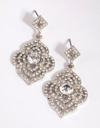 Rhodium Small Shield Drop Earrings - link has visual effect only