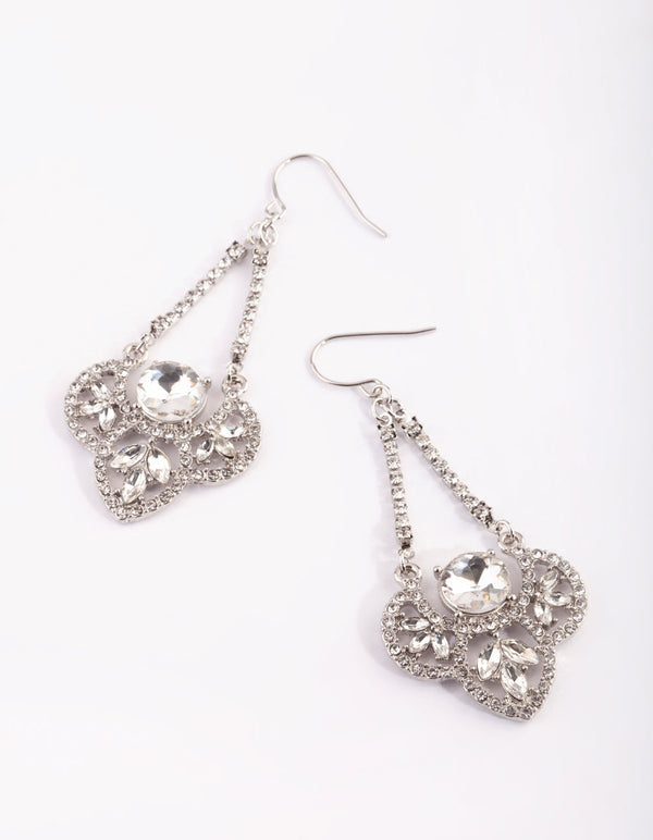 Rhodium Vintage Stone Drop Earrings
