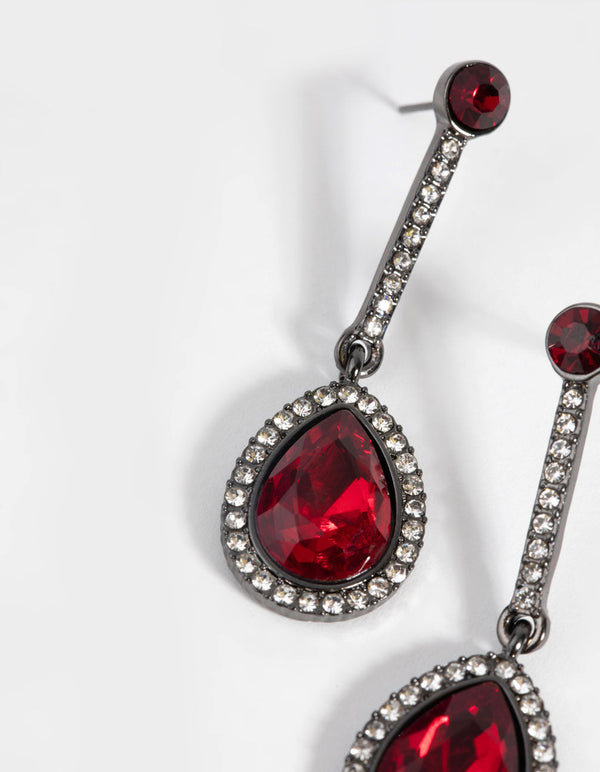 Gold Teardrop Diamante Drop Earrings