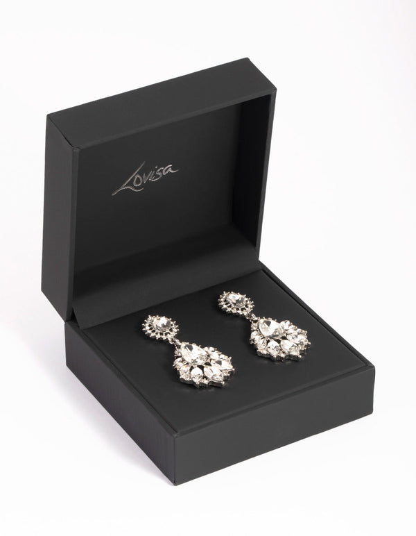 Rhodium Chandelier Drop Earrings