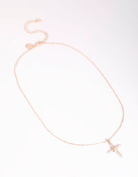Rose Gold Cross and Diamante Necklace - link has visual effect only
