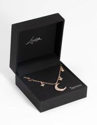 Rose Gold Star and Moon Diamante Necklace - link has visual effect only