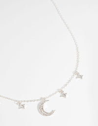 Silver Star and Moon Diamante Necklace - link has visual effect only
