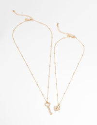 Gold Lock and Key Diamante Necklace - link has visual effect only