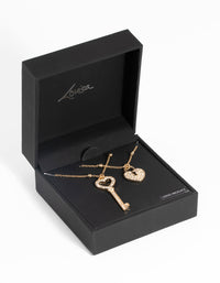 Gold Lock and Key Diamante Necklace - link has visual effect only