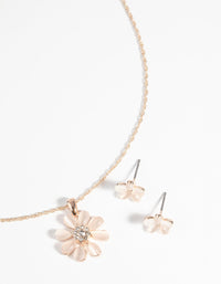 Rose Gold Daisy Necklace and Earring Set - link has visual effect only