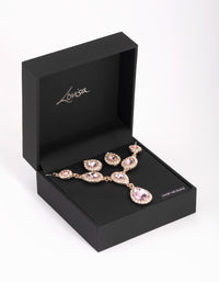 Rose Gold Diamante Necklace and Earring Set - link has visual effect only