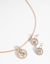 Rose Gold Diamante Necklace and Earring Set - link has visual effect only