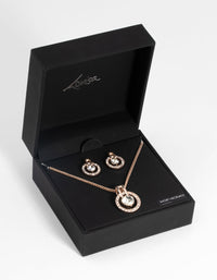 Rose Gold Diamante Necklace and Earring Set - link has visual effect only