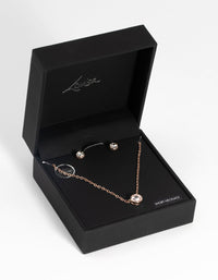 Rose Gold Diamante Pendant Necklace and Earring Set - link has visual effect only