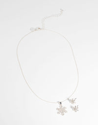 Silver Diamante Snowflake Necklace and Earring Set - link has visual effect only