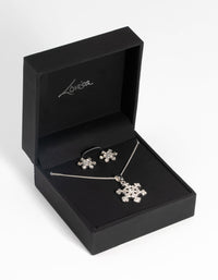 Silver Diamante Snowflake Necklace and Earring Set - link has visual effect only