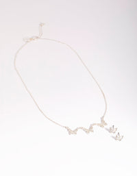 Silver Diamante and Butterfly Necklace and Earring Set - link has visual effect only
