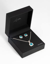 Silver Square-Cut Diamante Necklace and Earring Set - link has visual effect only