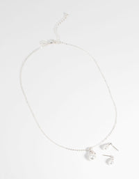 Silver Pearl Necklace and Earring Set - link has visual effect only