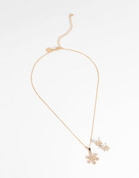 Gold Diamante Snowflake Necklace and Earring Set - link has visual effect only