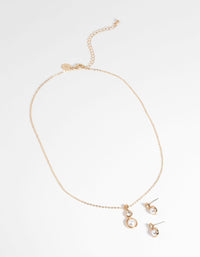 Gold Twisted Pearl Necklace and Earring Set - link has visual effect only
