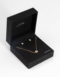 Gold Diamante Pendant Necklace and Earring Set - link has visual effect only