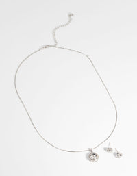Silver Diamante Necklace and Earring Set - link has visual effect only