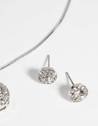Silver Diamante Necklace and Earring Set - link has visual effect only