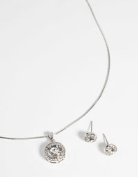 Silver Diamante Necklace and Earring Set - link has visual effect only