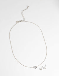 Silver Diamante Pendant Necklace and Earring Set - link has visual effect only