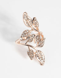 Rose Gold Diamante Leaf Ring - link has visual effect only