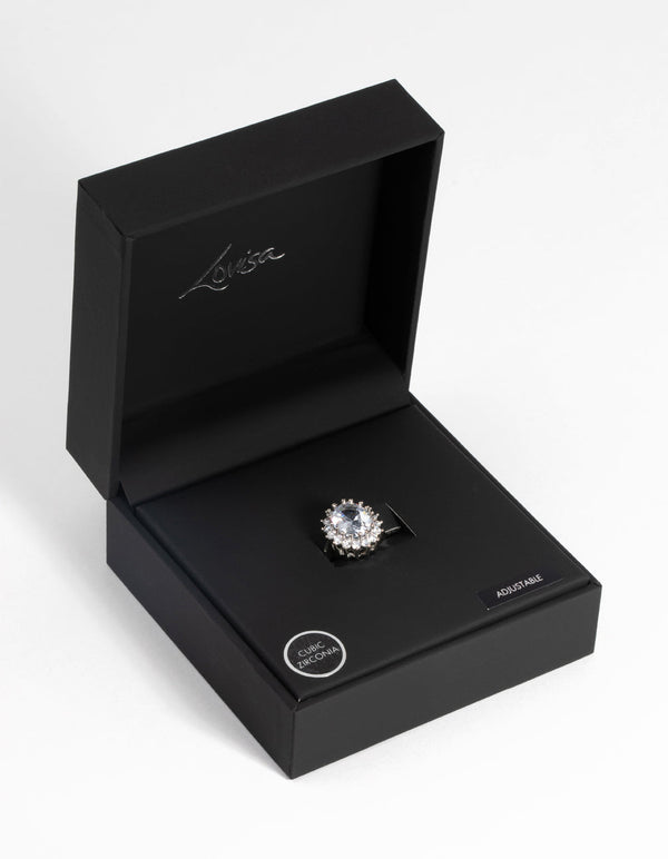 Silver Statement Sparkle Adjustable Ring