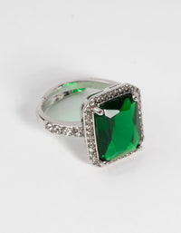 Silver Satement Emerald-Cut Adjustable Ring - link has visual effect only