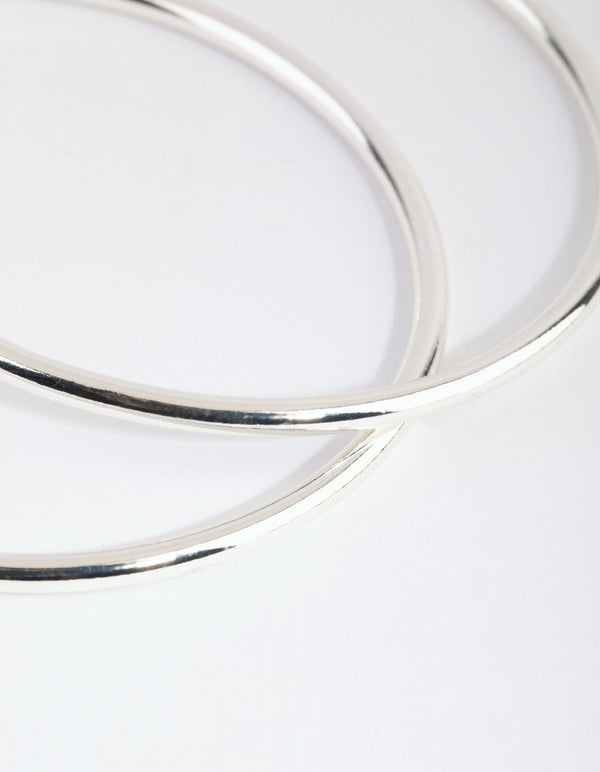 Silver Clean Round Bangle Pack