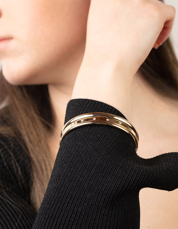 Gold Diamante Inlay Bangle Pack
