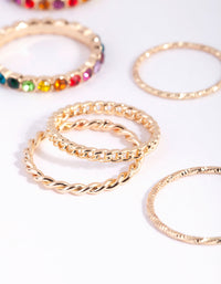 Gold and Rainbow Textured Ring Pack - link has visual effect only