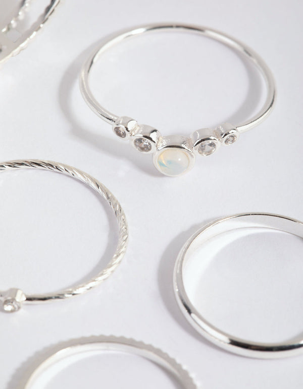 Silver Mermaid Diamante Ring Pack