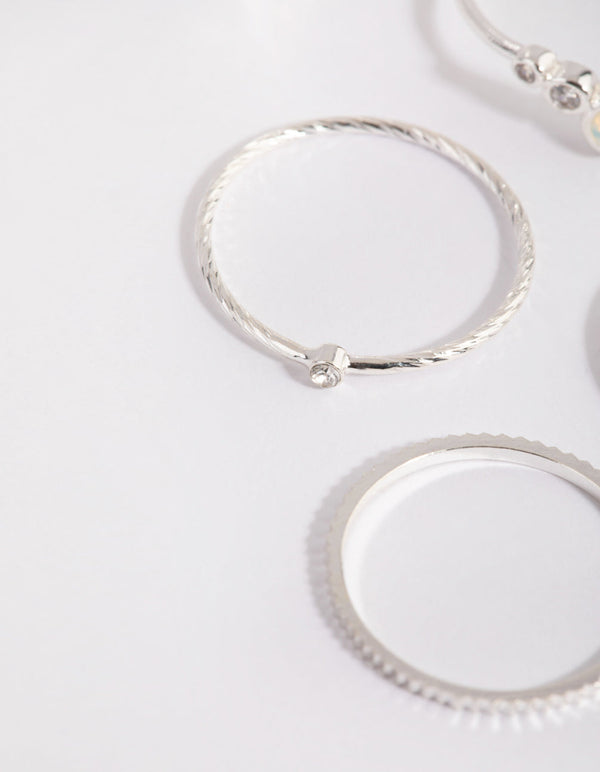 Silver Mermaid Diamante Ring Pack