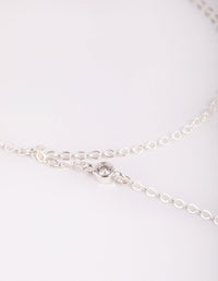Silver Dainty Cubic Zirconia Hand Chain - link has visual effect only