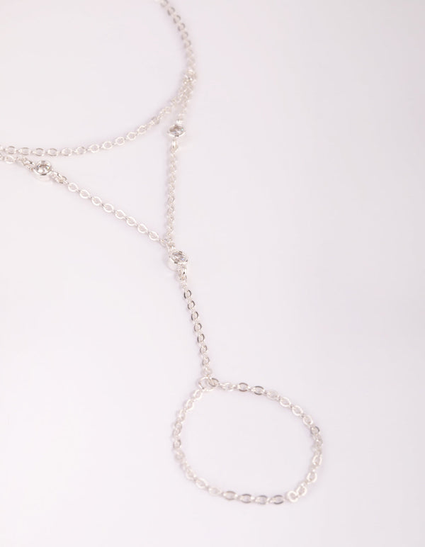 Silver Dainty Cubic Zirconia Hand Chain