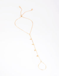 Gold Dainty Disc Hand Chain - link has visual effect only