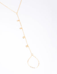 Gold Dainty Disc Hand Chain - link has visual effect only