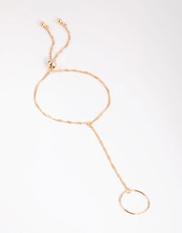 Gold Singapore Ring Hand Chain - link has visual effect only