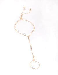 Gold Plain Cubic Zirconia Hand Chain - link has visual effect only