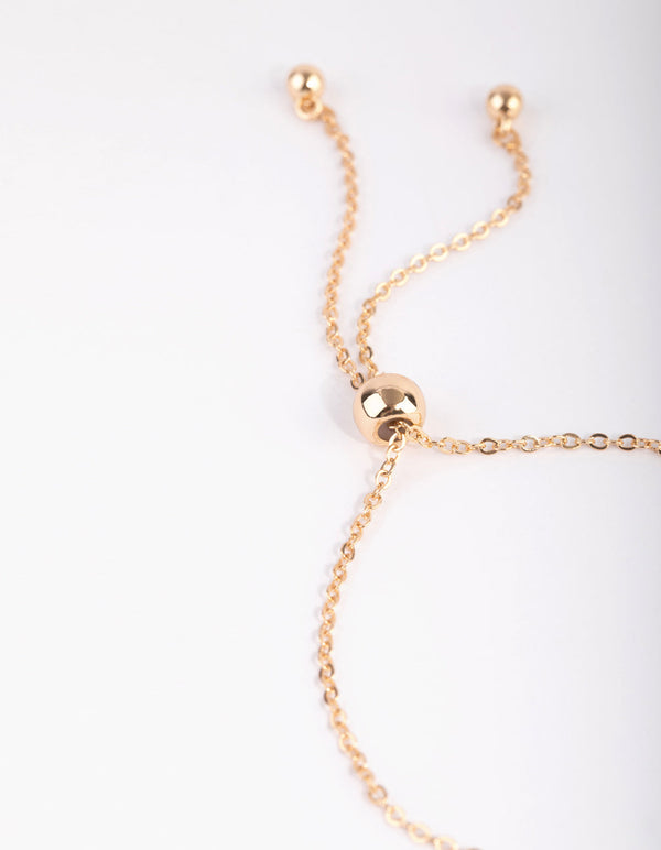 Gold Plain Cubic Zirconia Hand Chain
