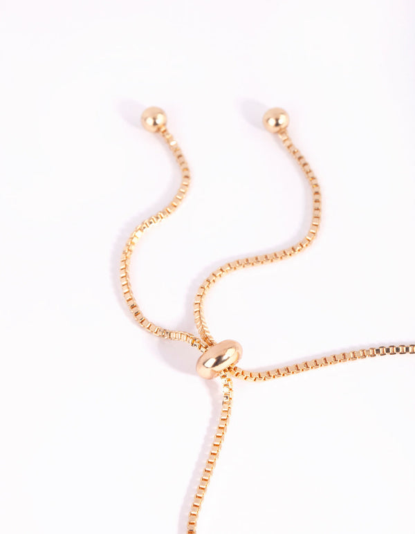 Gold Diamante and Disc Drop Hand Chain